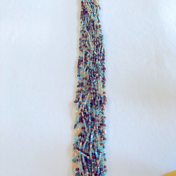 Kenneth Jay Lane Turquoise, White/Beige, Brown Torsade 20" Necklace w/20 Strands - Picture 5 of 6